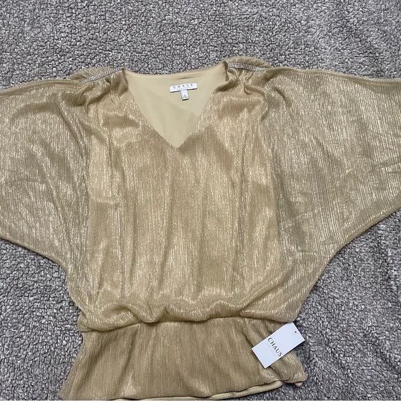 CHAUS New York Blouse size L Cold-shoulder cutouts with rhinestone. - Picture 4 of 11